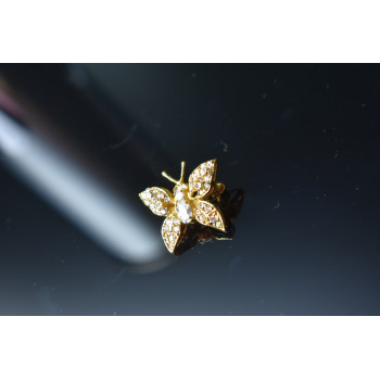 Sky Jewelry Серебряная брошь в позолоте с камнями Гошенит (берилл)  *Бабочка