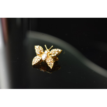 Sky Jewelry Серебряная брошь в позолоте с камнями Гошенит (берилл)  *Бабочка