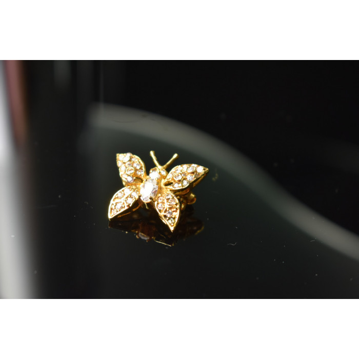 Sky Jewelry Серебряная брошь в позолоте с камнями Гошенит (берилл)  *Бабочка