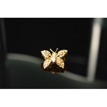 Sky Jewelry Серебряная брошь в позолоте с камнями Гошенит (берилл)  *Бабочка