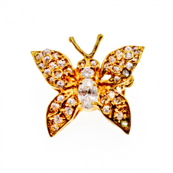 Sky Jewelry Серебряная брошь в позолоте с камнями Гошенит (берилл)  *Бабочка