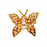 Sky Jewelry Серебряная брошь в позолоте с камнями Гошенит (берилл)  *Бабочка