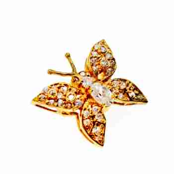 Sky Jewelry Серебряная брошь в позолоте с камнями Гошенит (берилл)  *Бабочка
