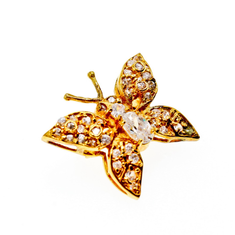 Sky Jewelry Серебряная брошь в позолоте с камнями Гошенит (берилл)  *Бабочка