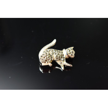 Sky Jewelry Серебряная брошь  с камнями Кварц   *Кот* 925 проба