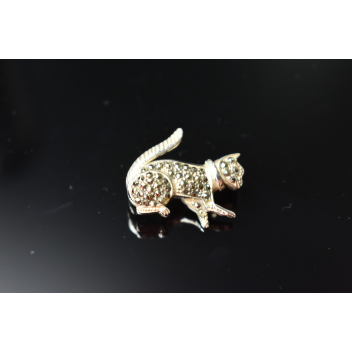 Sky Jewelry Серебряная брошь  с камнями Кварц   *Кот* 925 проба