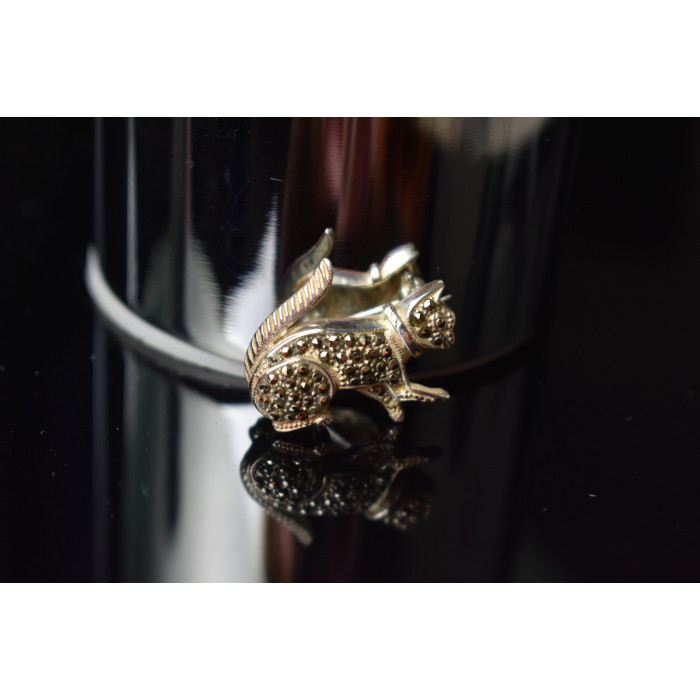 Sky Jewelry Серебряная брошь  с камнями Кварц   *Кот* 925 проба