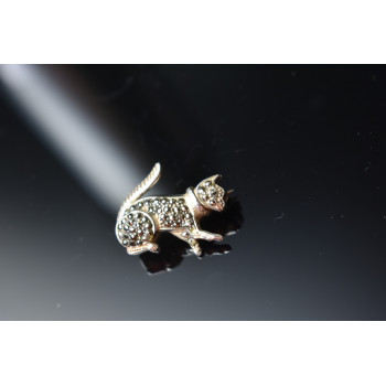 Sky Jewelry Серебряная брошь  с камнями Кварц   *Кот* 925 проба