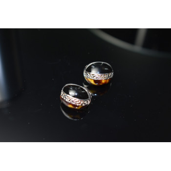 Sky Jewelry Серебряные серьги 925 пробы с Леопардовой и Черной Яшмой