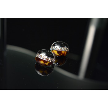 Sky Jewelry Серебряные серьги 925 пробы с Леопардовой и Черной Яшмой