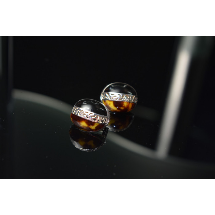 Sky Jewelry Серебряные серьги 925 пробы с Леопардовой и Черной Яшмой