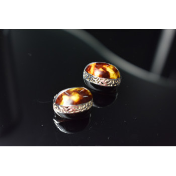 Sky Jewelry Серебряные серьги 925 пробы с Леопардовой и Черной Яшмой