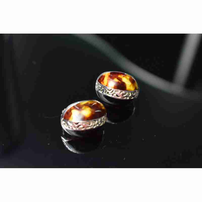 Sky Jewelry Серебряные серьги 925 пробы с Леопардовой и Черной Яшмой