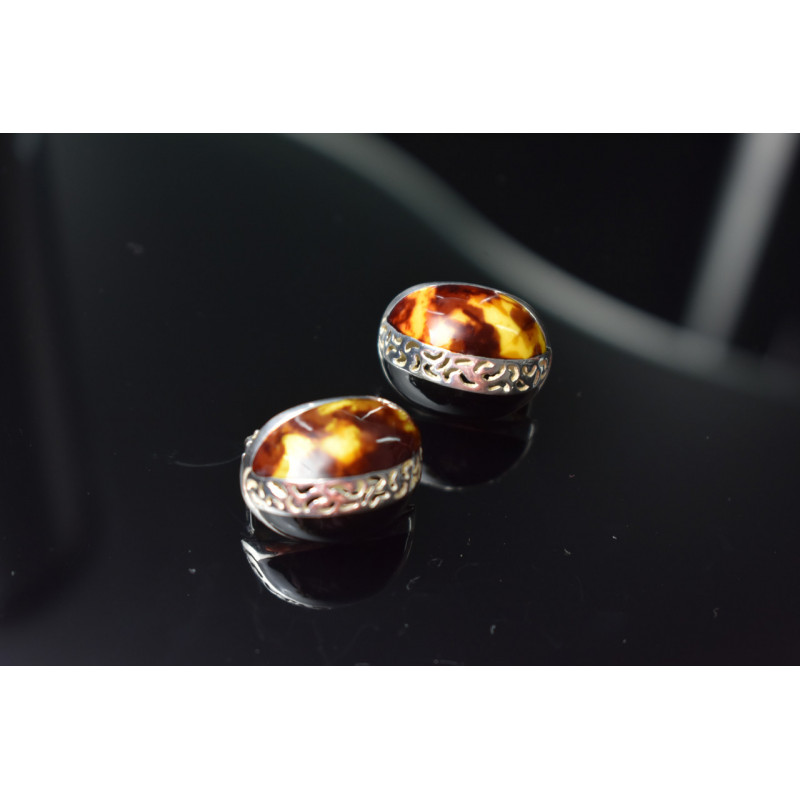 Sky Jewelry Серебряные серьги 925 пробы с Леопардовой и Черной Яшмой