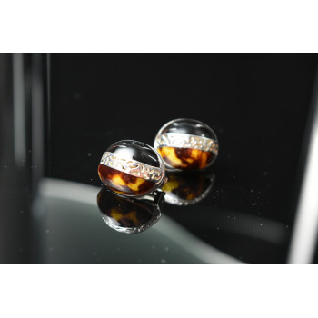 Sky Jewelry Серебряные серьги 925 пробы с Леопардовой и Черной Яшмой