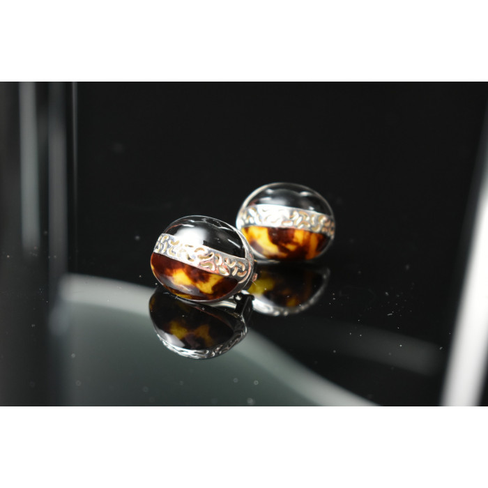 Sky Jewelry Серебряные серьги 925 пробы с Леопардовой и Черной Яшмой