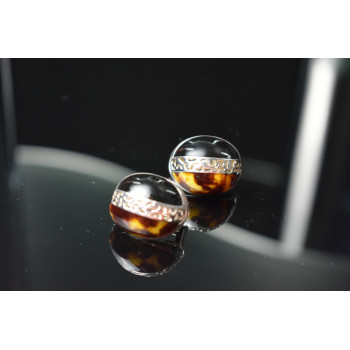 Sky Jewelry Серебряные серьги 925 пробы с Леопардовой и Черной Яшмой