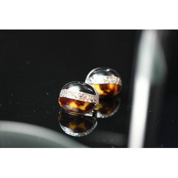 Sky Jewelry Серебряные серьги 925 пробы с Леопардовой и Черной Яшмой