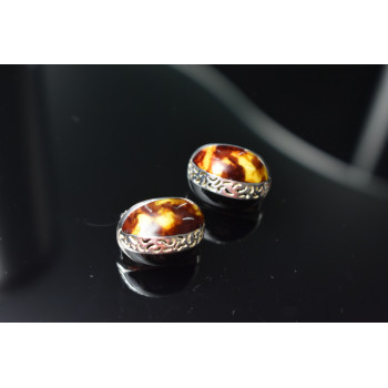 Sky Jewelry Серебряные серьги 925 пробы с Леопардовой и Черной Яшмой