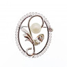 Sky Jewelry Серебряная брошь с Жемчугом и Фианитом