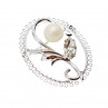 Sky Jewelry Серебряная брошь с Жемчугом и Фианитом
