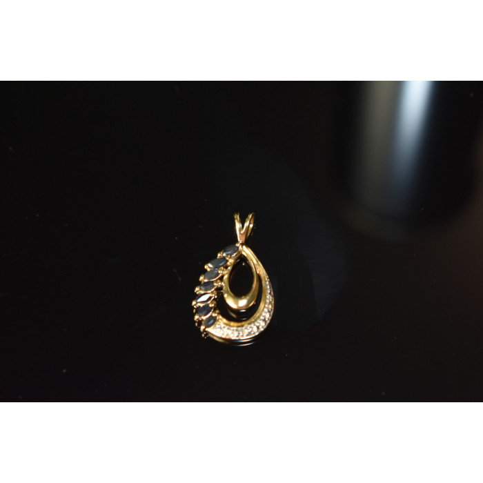 Sky Jewelry Серебряный кулон в позолоте с Сапфирами