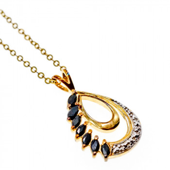 Sky Jewelry Серебряный кулон в позолоте с Сапфирами