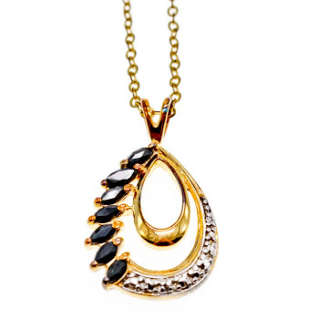 Sky Jewelry Серебряный кулон в позолоте с Сапфирами