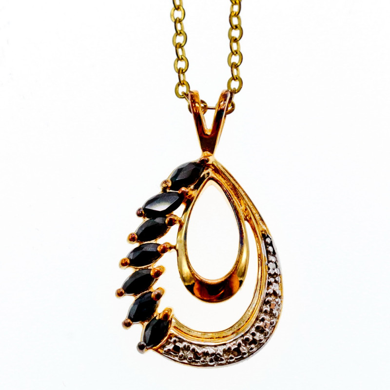 Sky Jewelry Серебряный кулон в позолоте с Сапфирами