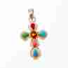 Sky Jewelry Серебряный крестик с разноцветными Агатами 925 проба