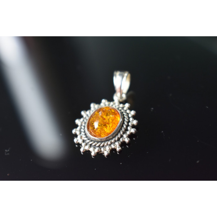 Sky Jewelry Серебряный кулон 925 проба с  Янтарем