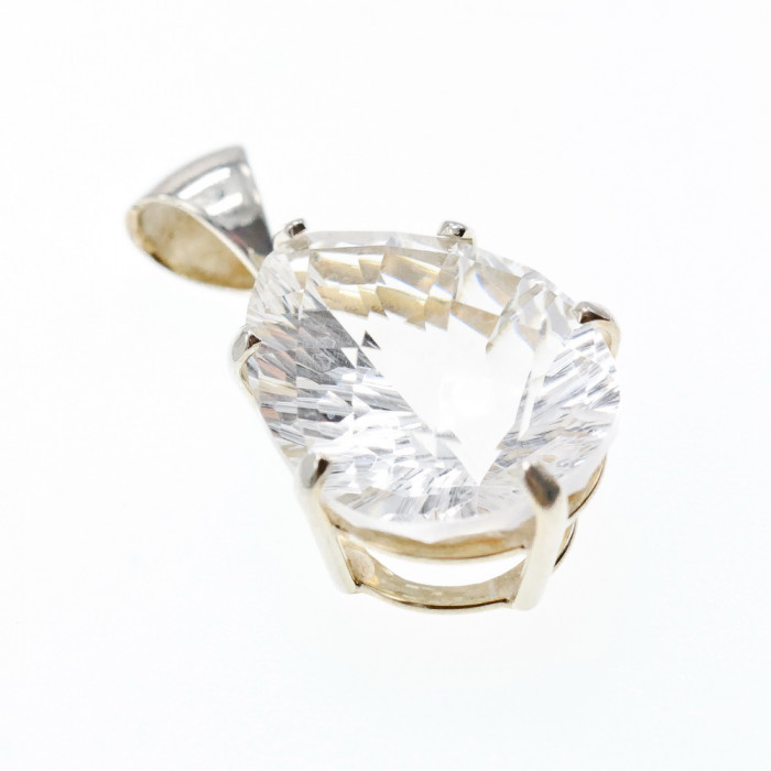 Sky Jewelry Серебряный кулон 925 пробы с камнем Ахроит (белый Турмалин)