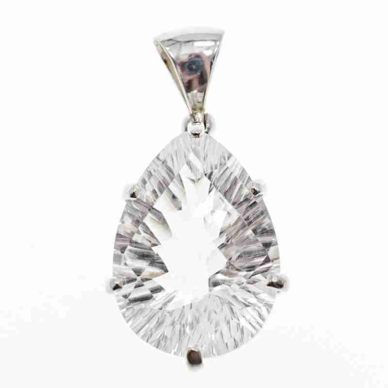 Sky Jewelry Серебряный кулон 925 пробы с камнем Ахроит (белый Турмалин)