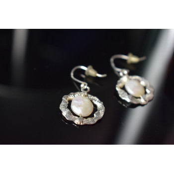 Sky Jewelry Серебряные серьги с Жемчугом 925 проба *Ракушка*