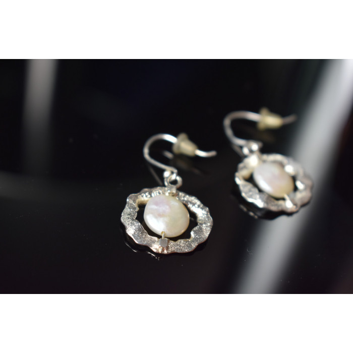 Sky Jewelry Серебряные серьги с Жемчугом 925 проба *Ракушка*