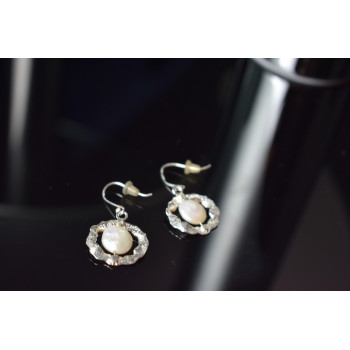 Sky Jewelry Серебряные серьги с Жемчугом 925 проба *Ракушка*