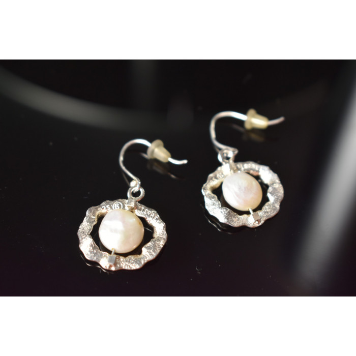 Sky Jewelry Серебряные серьги с Жемчугом 925 проба *Ракушка*