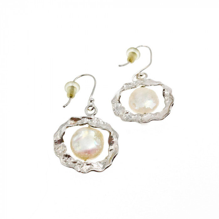 Sky Jewelry Серебряные серьги с Жемчугом 925 проба *Ракушка*
