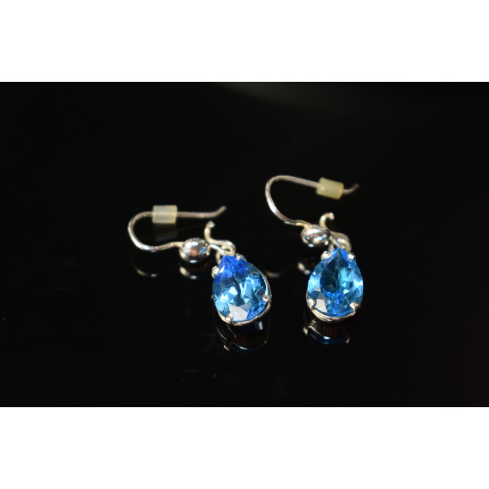 Sky Jewelry Серебряные Серьги с Голубым Топазом