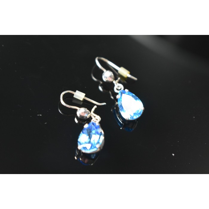 Sky Jewelry Серебряные Серьги с Голубым Топазом