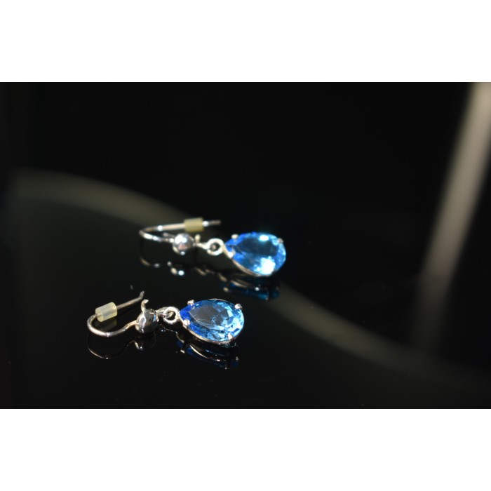Sky Jewelry Серебряные Серьги с Голубым Топазом