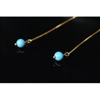 Sky Jewelry Серебряные серьги-протяжки (продевки) в позолоте с Бирюзой