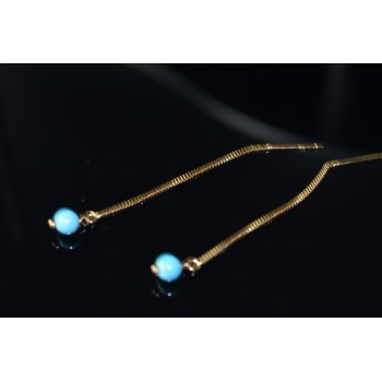Sky Jewelry Серебряные серьги-протяжки (продевки) в позолоте с Бирюзой