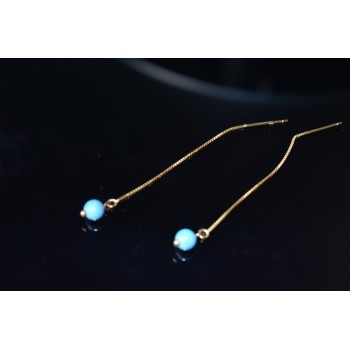 Sky Jewelry Серебряные серьги-протяжки (продевки) в позолоте с Бирюзой