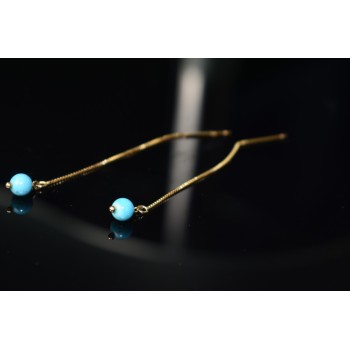 Sky Jewelry Серебряные серьги-протяжки (продевки) в позолоте с Бирюзой