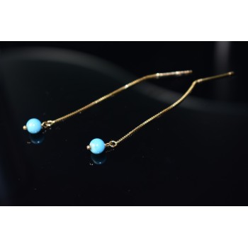 Sky Jewelry Серебряные серьги-протяжки (продевки) в позолоте с Бирюзой