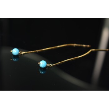 Sky Jewelry Серебряные серьги-протяжки (продевки) в позолоте с Бирюзой