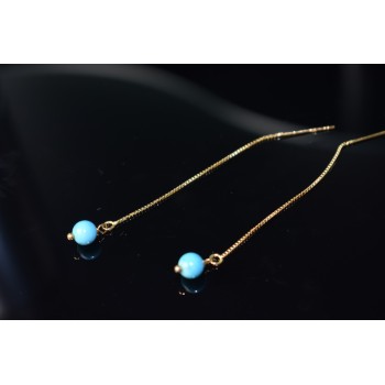 Sky Jewelry Серебряные серьги-протяжки (продевки) в позолоте с Бирюзой