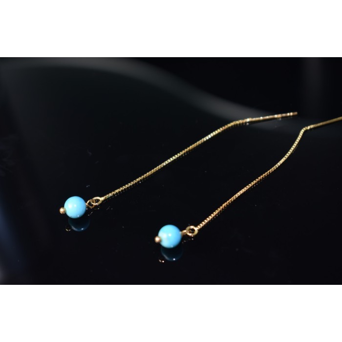 Sky Jewelry Серебряные серьги-протяжки (продевки) в позолоте с Бирюзой