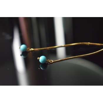 Sky Jewelry Серебряные серьги-протяжки (продевки) в позолоте с Бирюзой